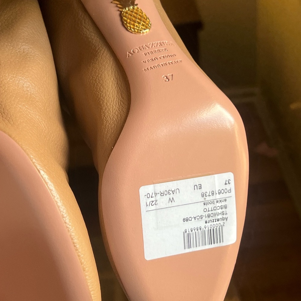 Aquazzura Saint Honore Camel Block Heel 37 - Picture 5 of 6